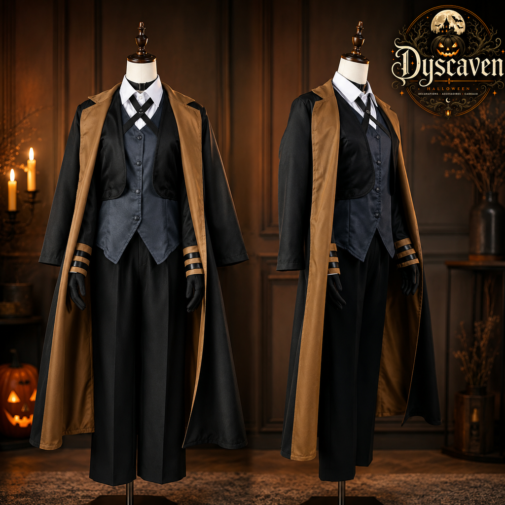 Costume cosplay homme inspiré de Nakahara Chuuya, chapeau, uniforme, trench-coat et pantalon, grande taille, Halloween
