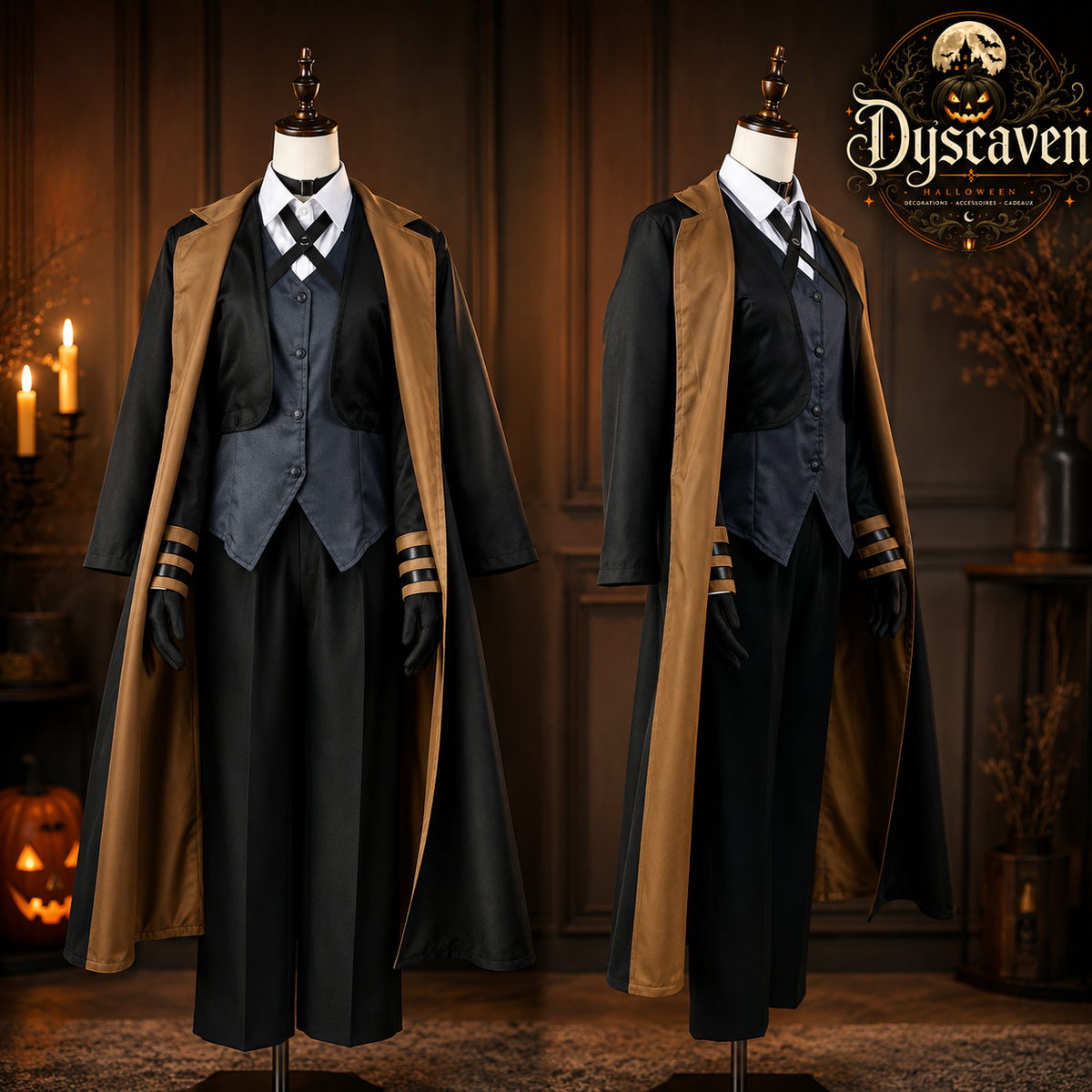 Costume cosplay homme inspiré de Nakahara Chuuya, chapeau, uniforme, trench-coat et pantalon, grande taille, Halloween