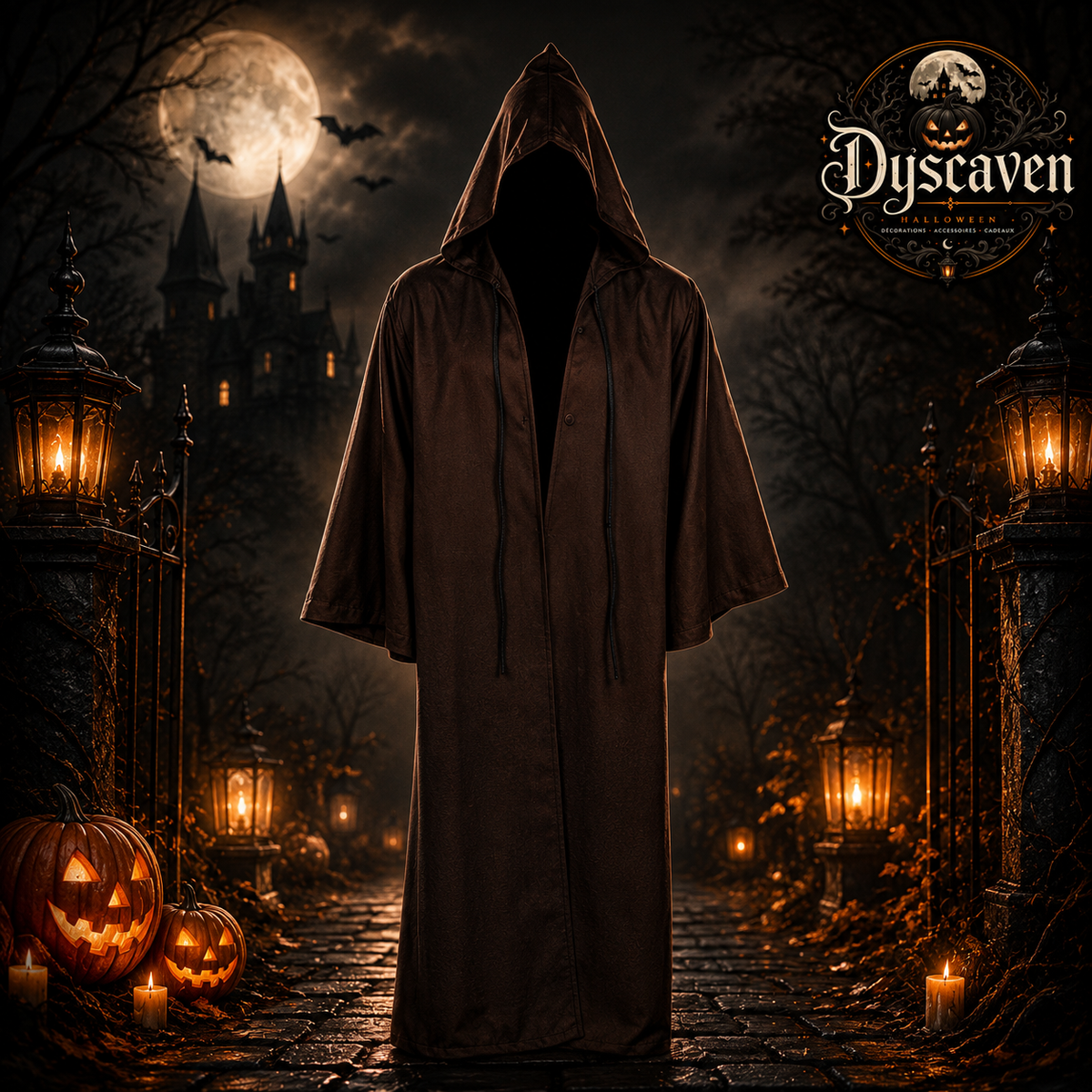 Cape noire de guerrier adulte à capuche, robe de vampire unisexe, costume de cosplay Halloween, Noël et fête costumée