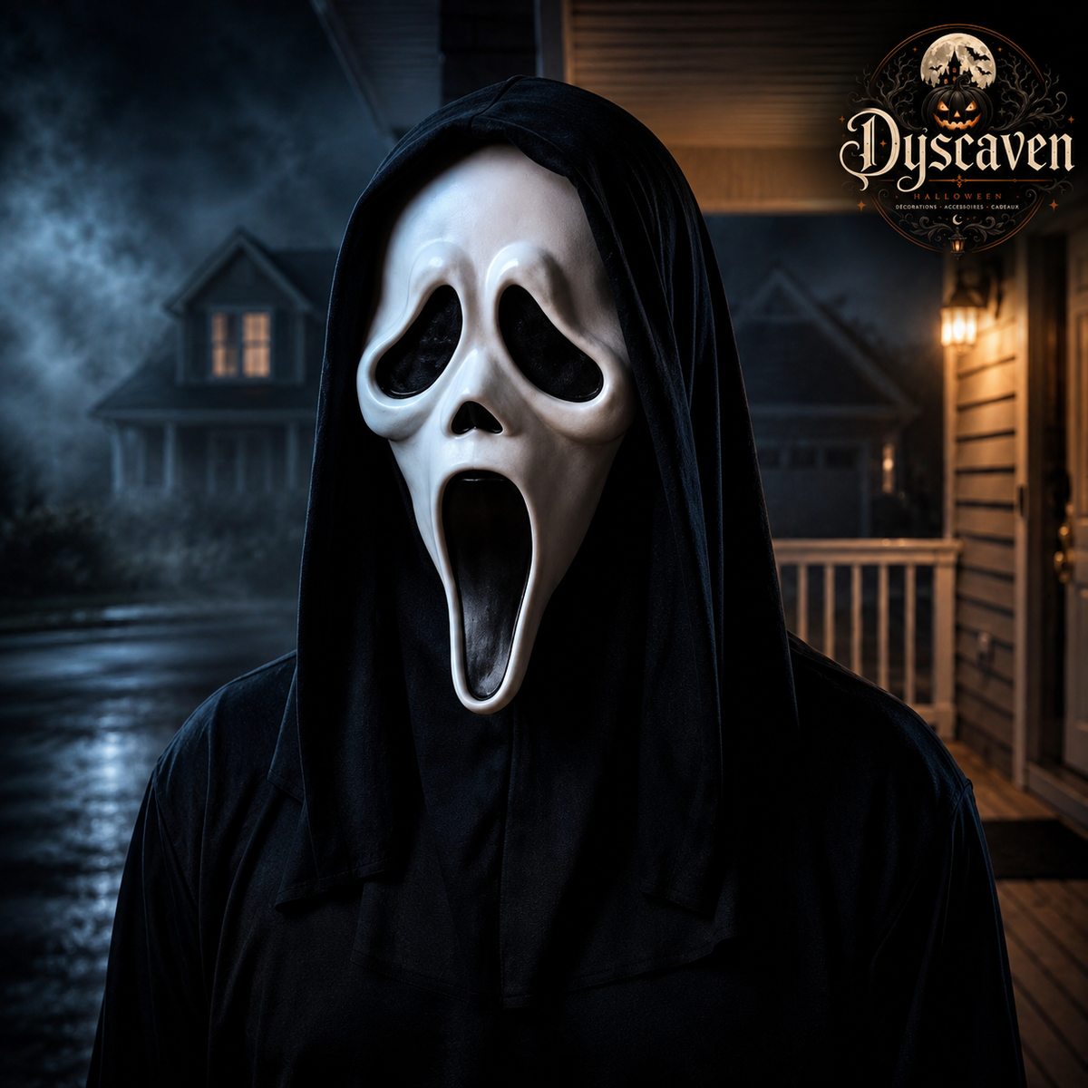 Masque d’horreur visage hurlant en latex, style Ghostface, déguisement Halloween adulte, accessoire cosplay et fête