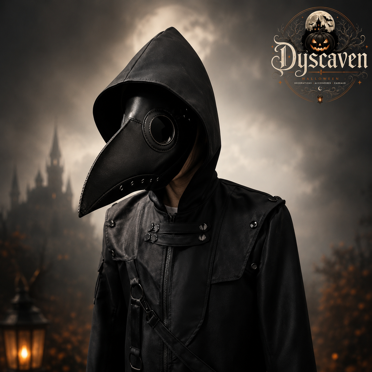 Costume médecin de peste médiéval homme, long manteau noir à capuche avec masque, cosplay Halloween steampunk S à 5XL