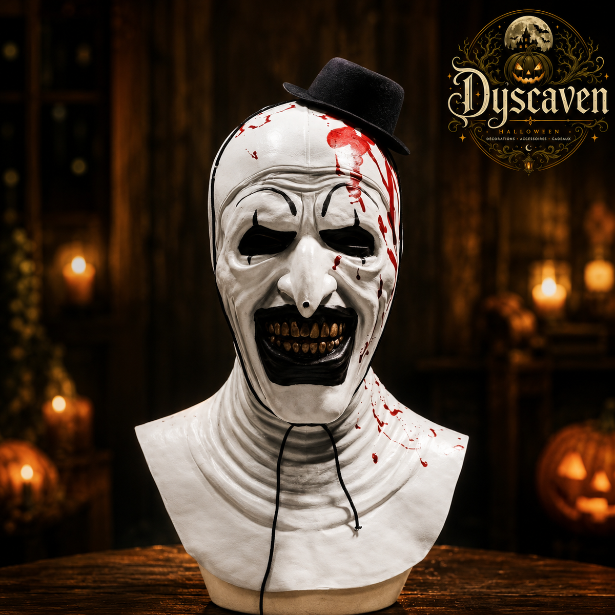 Costume cosplay clown tueur adulte, ensemble complet noir et blanc avec masque, tenue Halloween style horreur