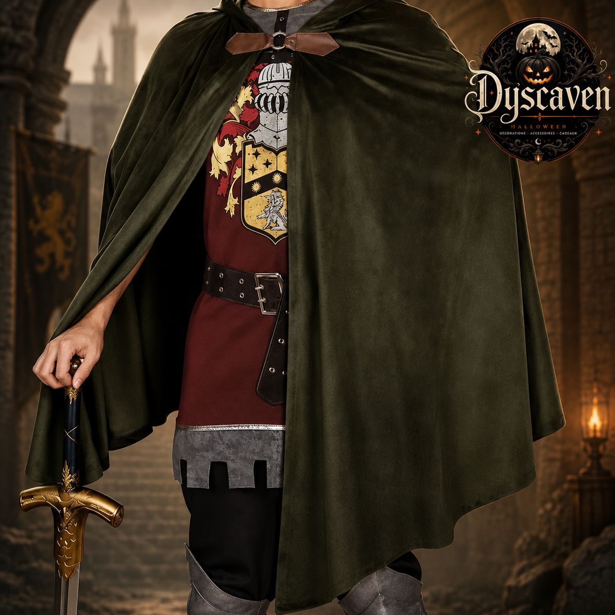 Cape à capuche en velours médiéval pour adulte, style Renaissance, costume de sorcier vintage pour Halloween