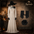 Robe longue cosplay gothique femme style vampire Village, costume Halloween noir ou ivoire pour scène, fête et convention