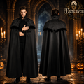 Cape gothique longue homme à col montant, costume vampire et sorcier médiéval, tenue steampunk cosplay Halloween