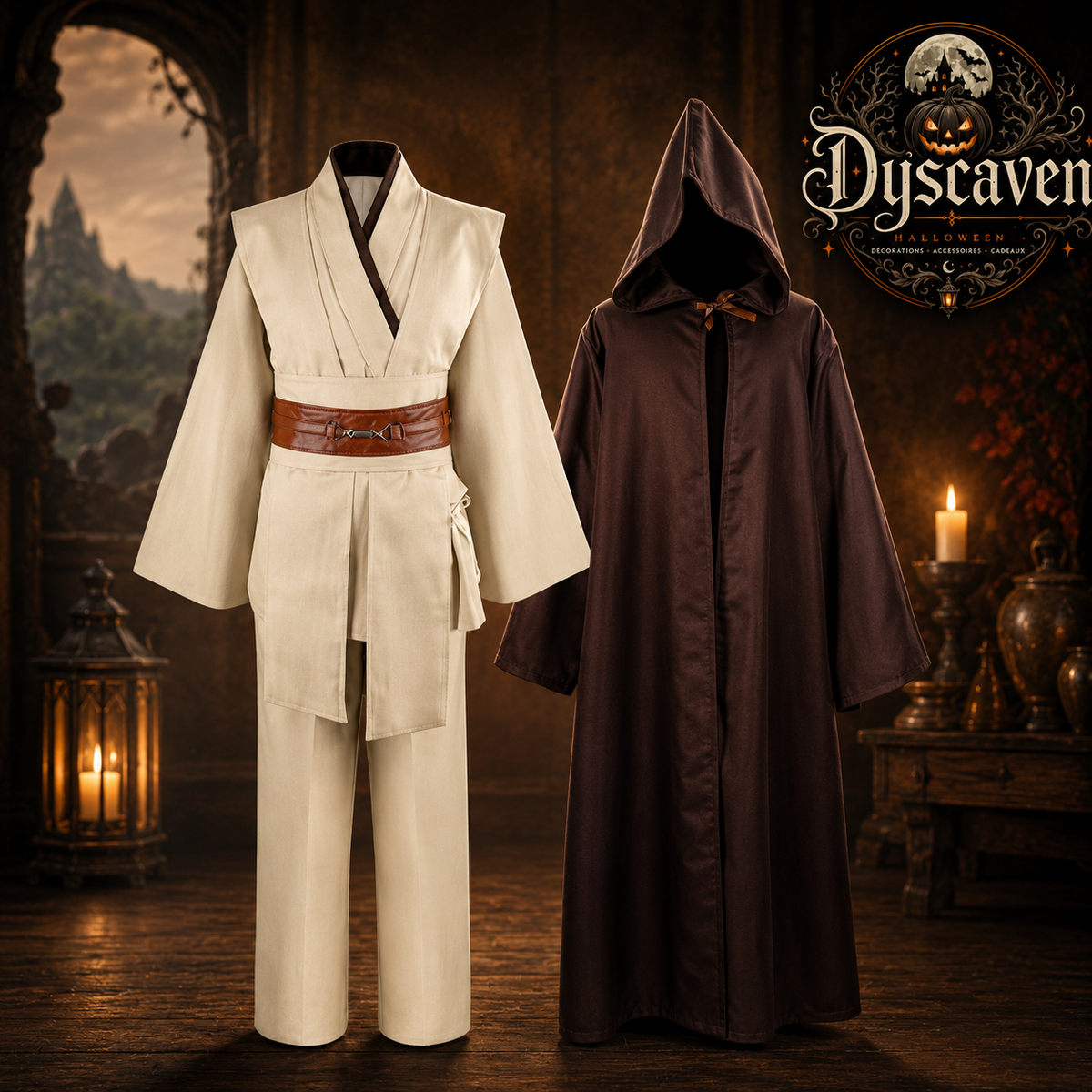 Costume de chevalier galactique pour homme, robe et tunique style Jedi, ensemble cosplay complet pour Halloween