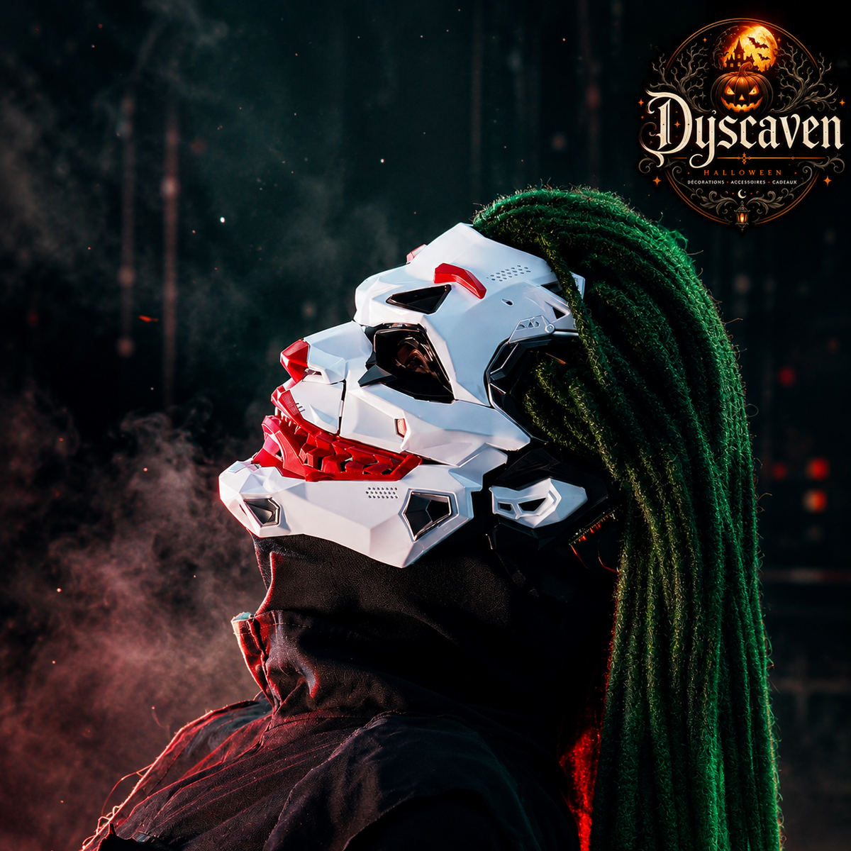 Masque cyberpunk tressé en résine 2D, accessoire cosplay anime et jeu de rôle, cadeau Halloween original