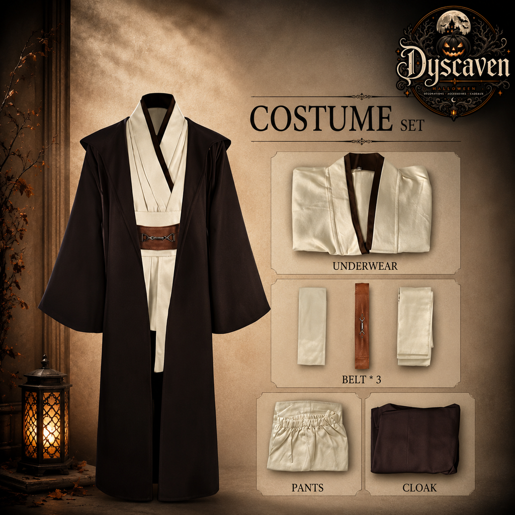 Costume de chevalier galactique pour homme, robe et tunique style Jedi, ensemble cosplay complet pour Halloween