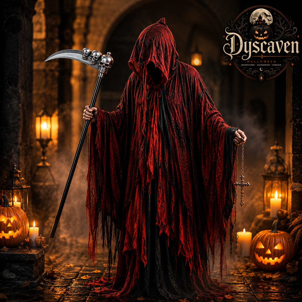 Cape longue à capuche unisexe Halloween, robe de diable rouge ou sorcier, costume cosplay adulte pour fête masquée