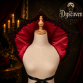 Cape gothique victorienne noire et rouge avec col vampire, accessoire costume femme pour Halloween, cosplay et carnaval