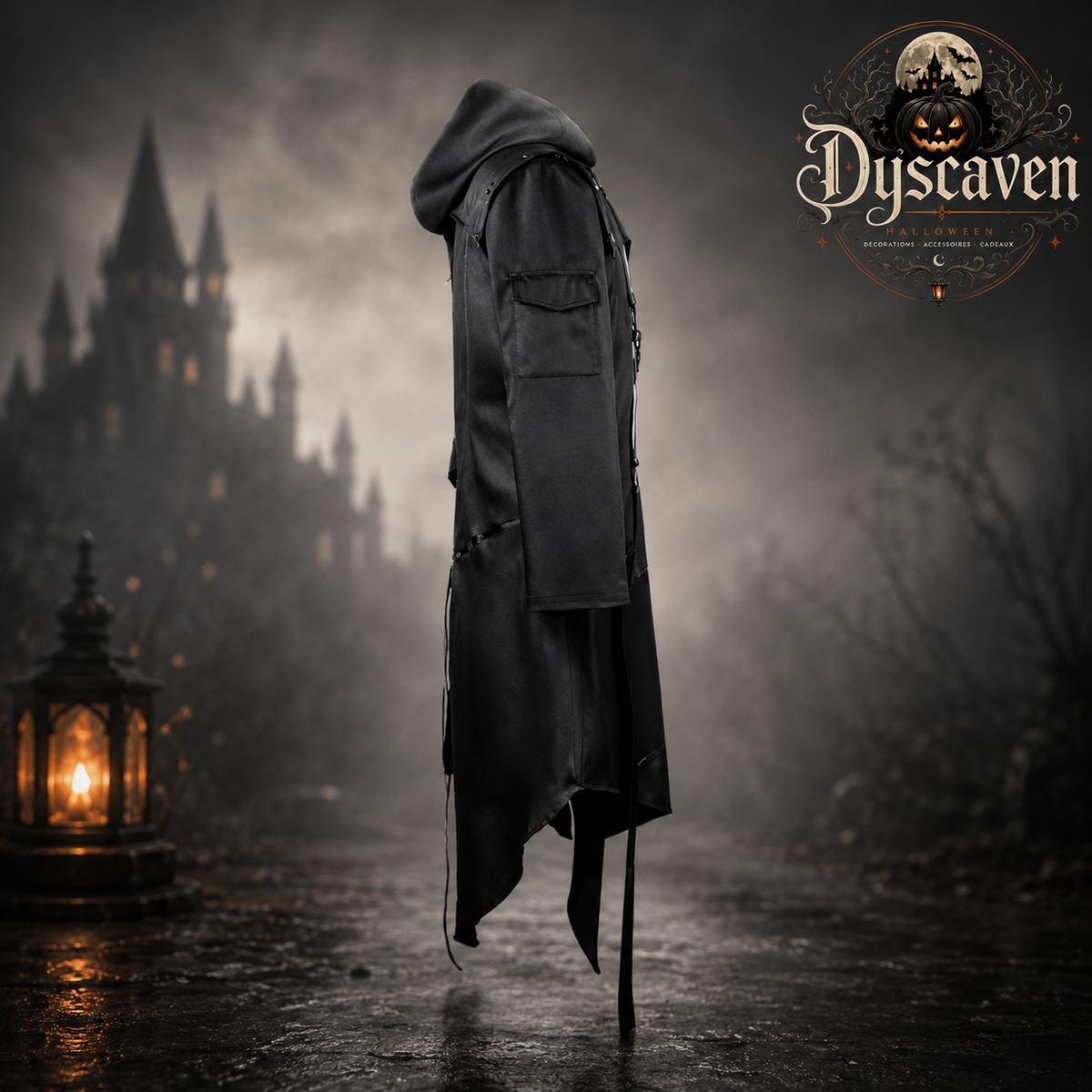 Costume médecin de peste médiéval homme, long manteau noir à capuche avec masque, cosplay Halloween steampunk S à 5XL