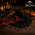 Chapeau de sorcière Halloween en velours noir et dentelle, pendentif lune, accessoire cosplay gothique pour mascarade et fête