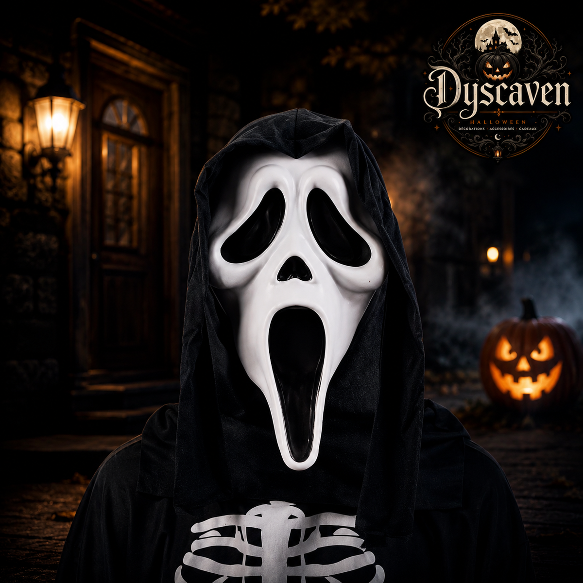 Masque d’horreur visage hurlant en latex, style Ghostface, déguisement Halloween adulte, accessoire cosplay et fête