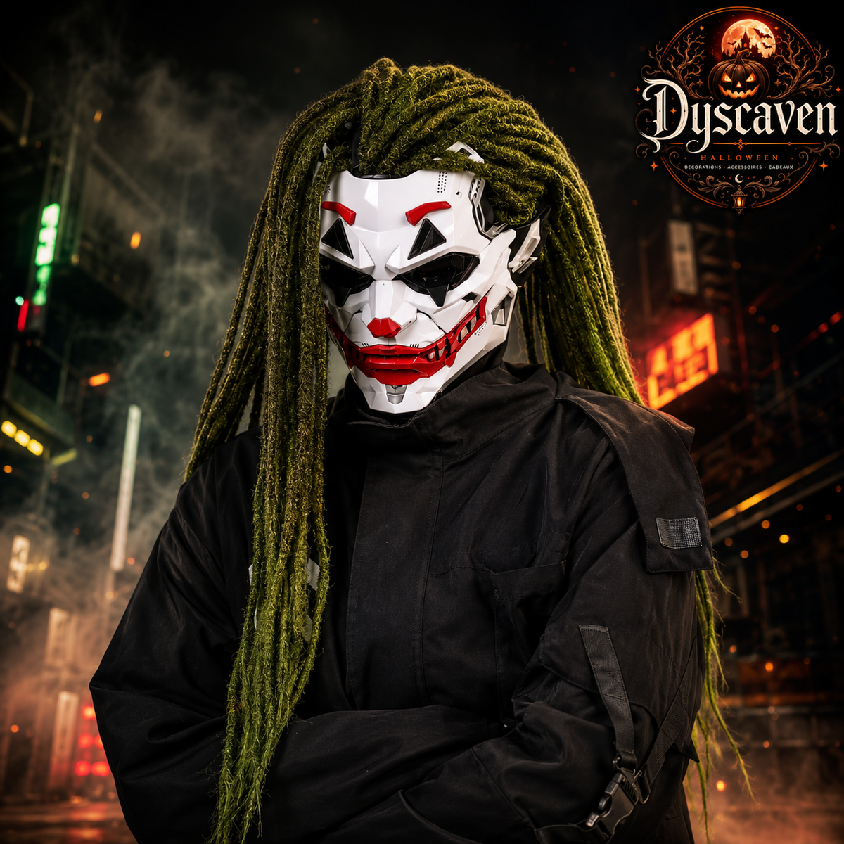 Masque cyberpunk tressé en résine 2D, accessoire cosplay anime et jeu de rôle, cadeau Halloween original