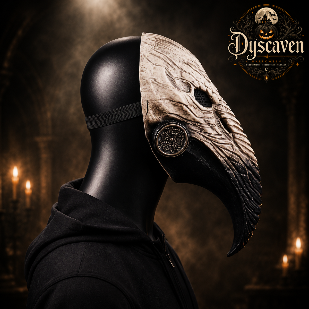 Masque médecin de peste gothique à long bec, masque intégral noir et argent pour cosplay médiéval, Halloween et steampunk