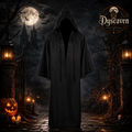 Cape noire de guerrier adulte à capuche, robe de vampire unisexe, costume de cosplay Halloween, Noël et fête costumée
