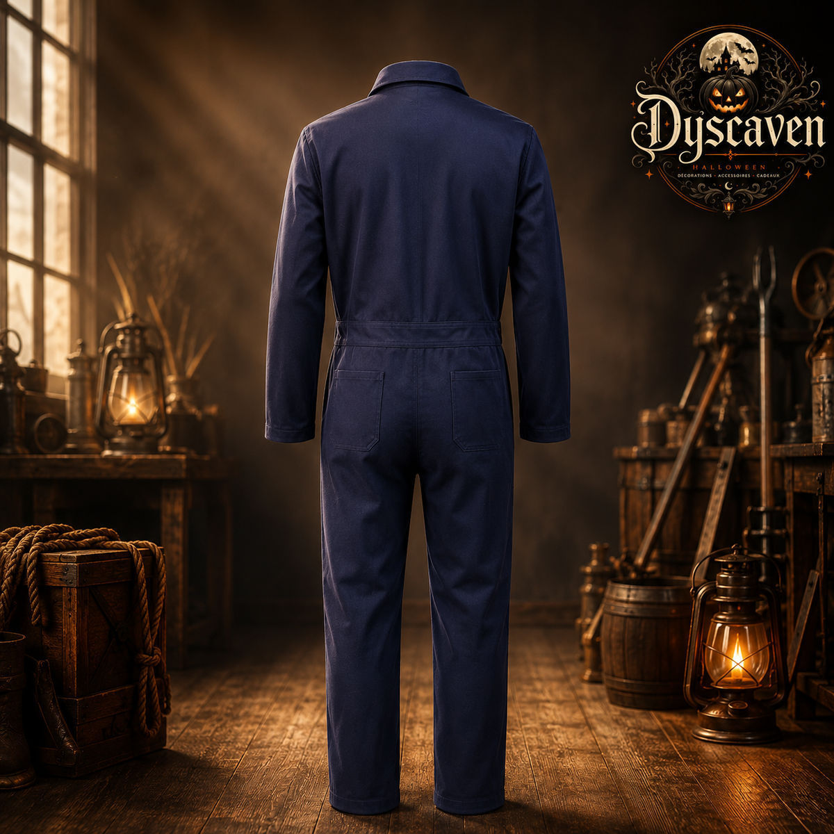 Costume d’horreur homme ou masque de tueur, combinaison bleu nuit Halloween, cosplay slasher adulte S à XXXL