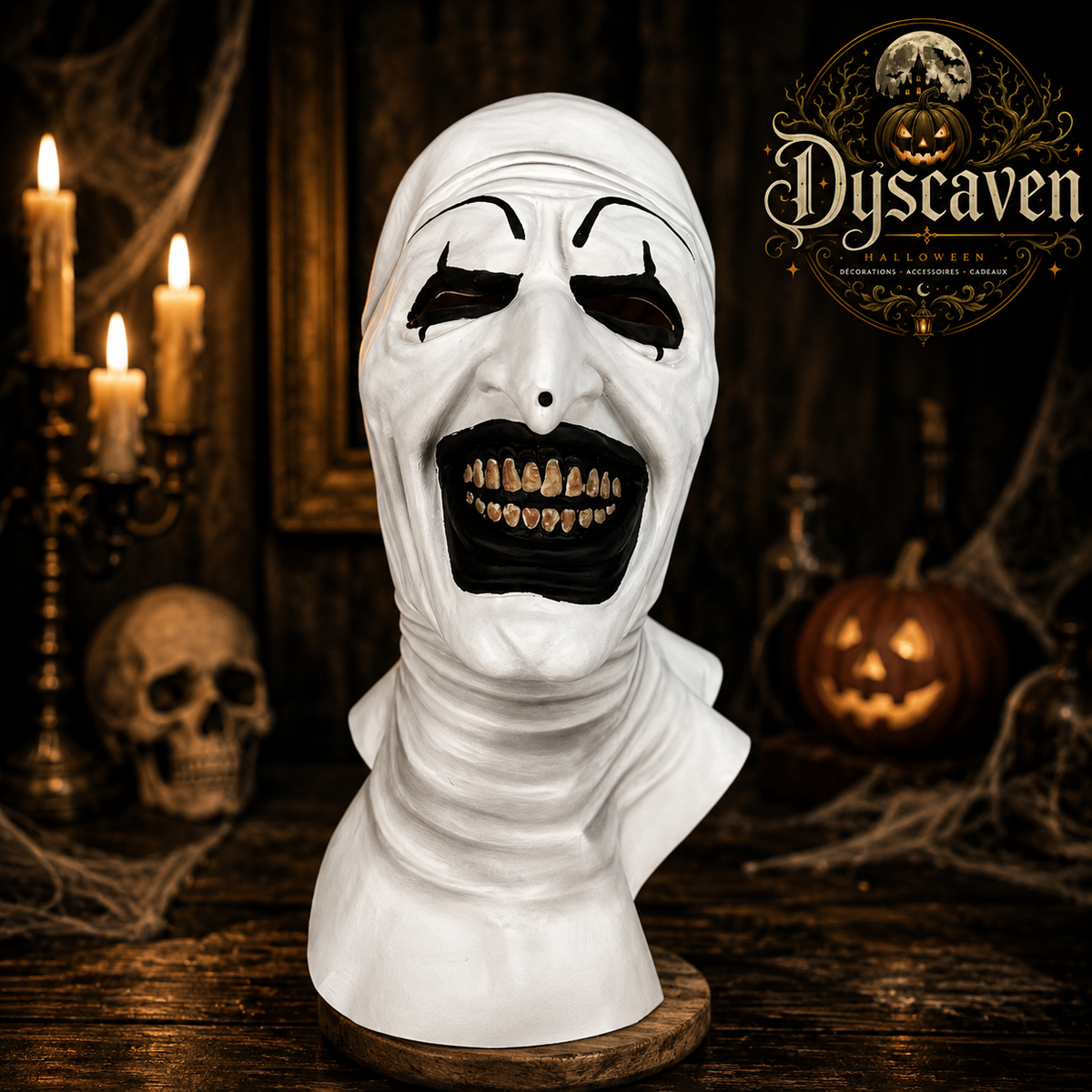 Costume cosplay clown tueur adulte, ensemble complet noir et blanc avec masque, tenue Halloween style horreur