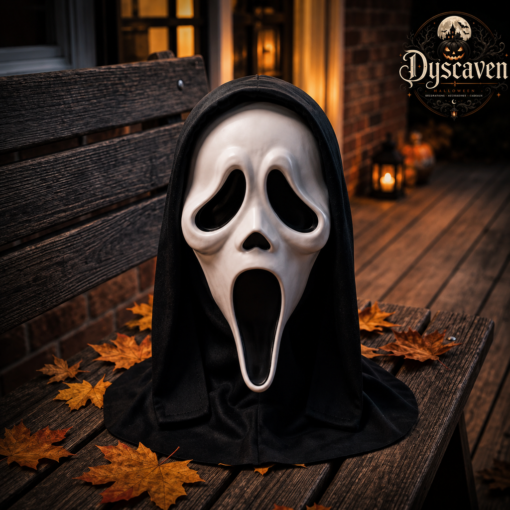 Masque d’horreur visage hurlant en latex, style Ghostface, déguisement Halloween adulte, accessoire cosplay et fête