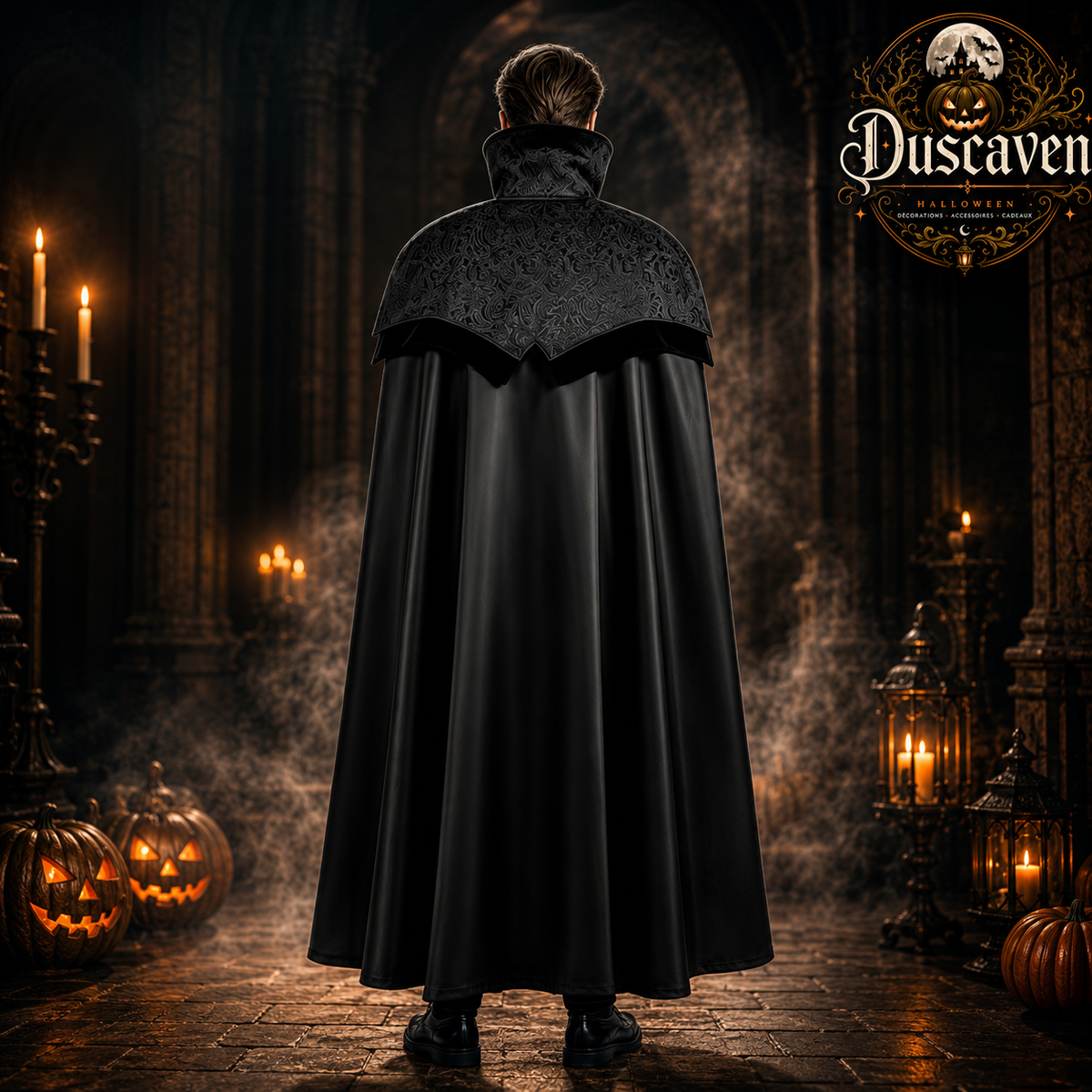 Cape gothique longue homme à col montant, costume vampire et sorcier médiéval, tenue steampunk cosplay Halloween