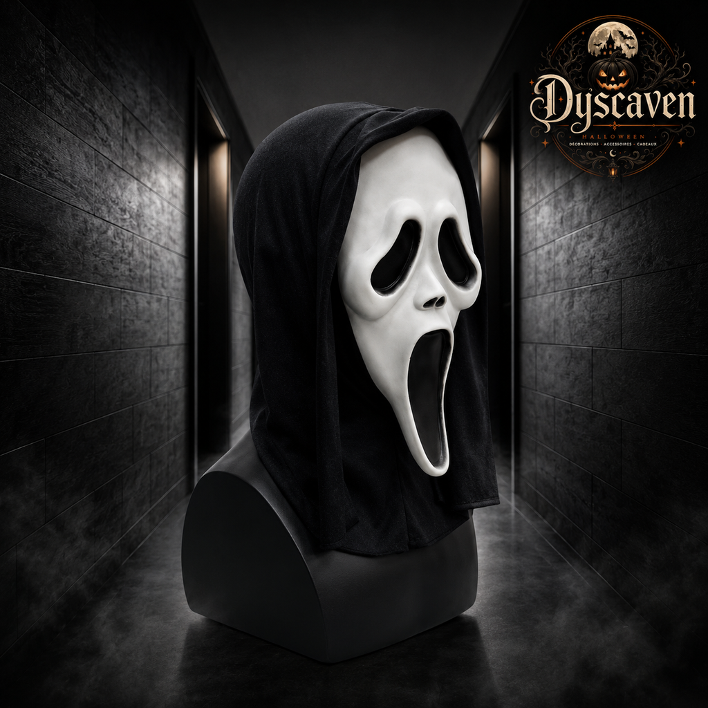 Masque d’horreur visage hurlant en latex, style Ghostface, déguisement Halloween adulte, accessoire cosplay et fête