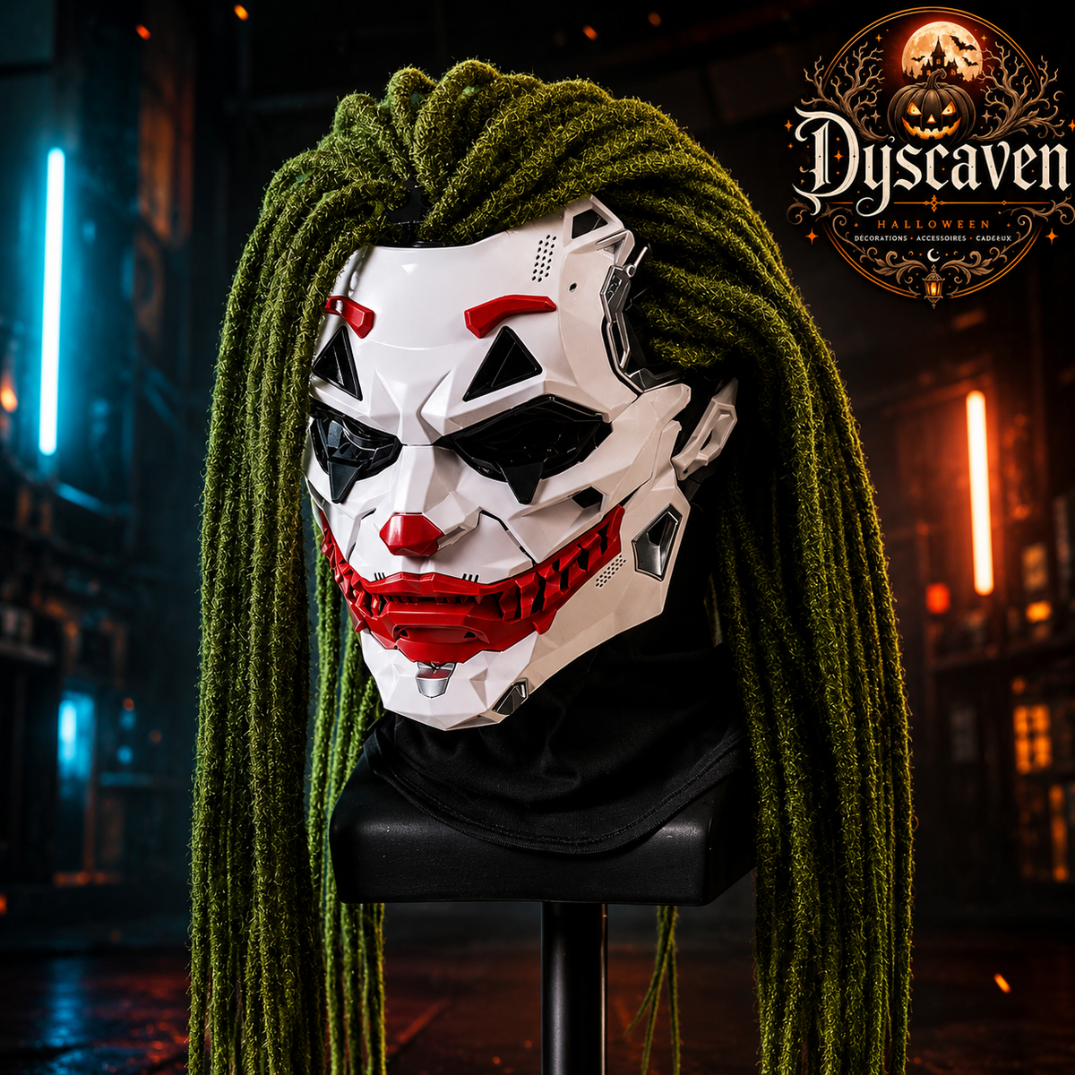 Masque cyberpunk tressé en résine 2D, accessoire cosplay anime et jeu de rôle, cadeau Halloween original