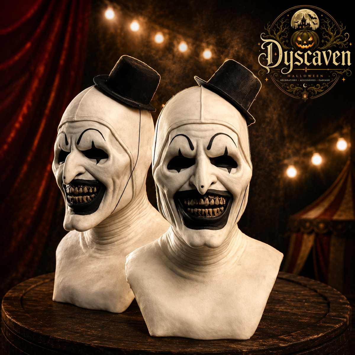 Costume cosplay clown tueur adulte, ensemble complet noir et blanc avec masque, tenue Halloween style horreur